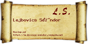 Lejbovics Sándor névjegykártya